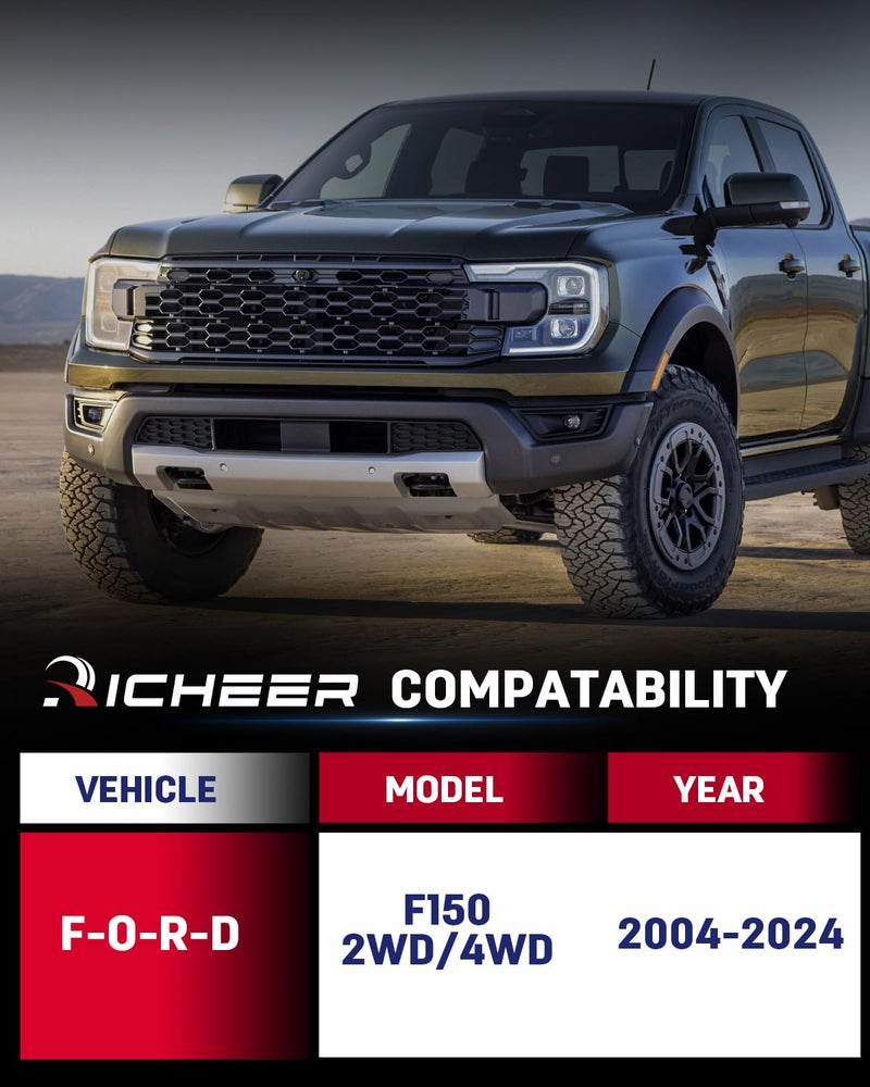 Richeer طقم رفع التسوية Richeer مقاس 2 بوصة متوافق مع 2004-2025 F150، طقم رفع التسوية مناسب لـ 2004-2025 F150 2WD 4WD فواصل الدعامة الأمامية المزورة ترفع مقدمة F150 بمقدار 2 بوصة - Image 5